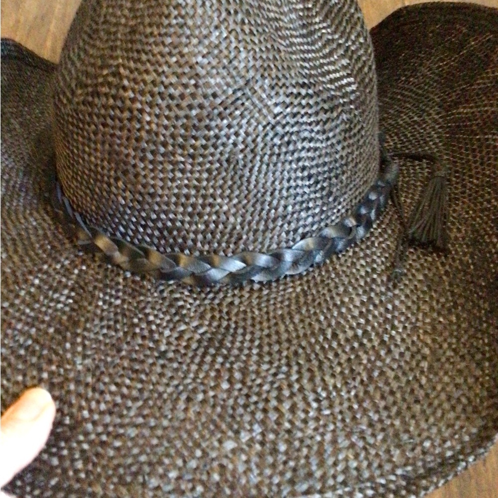 NEW! Wyeth Black Woven Straw Cowboy Hat - Picture 3 of 5